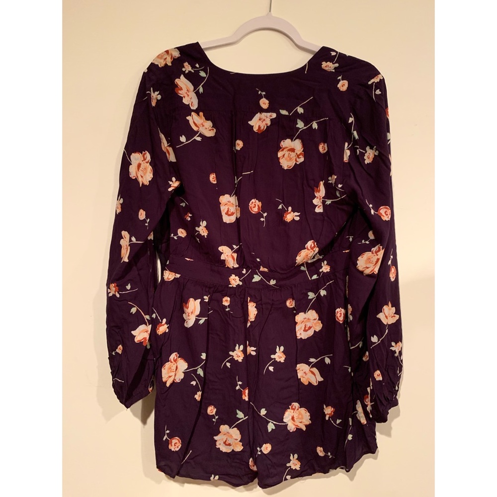 Plum Floral Print Romper - Size 10 - Picture 3 of 4